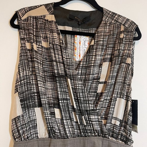 Rachel Roy brown and grey v-neck dress with print size 4 NWT - Picture 3 of 8